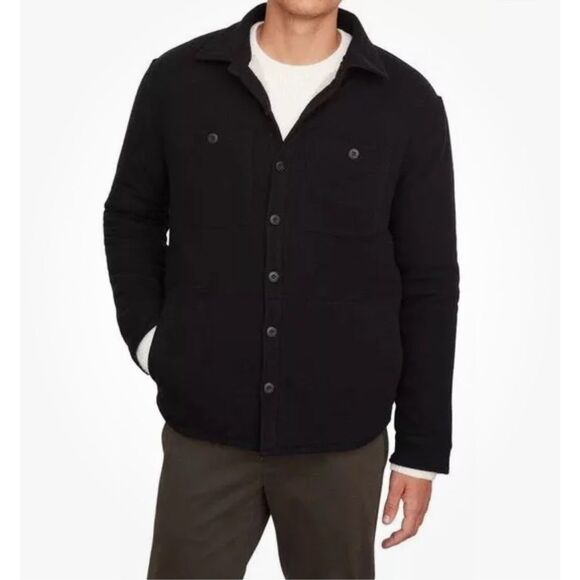 Vince $345 Men's Sherpa-Lined Thick Pile Shirt Jacket Black L NEW - Picture 1 of 6